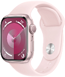 Apple Watch Series 9, 45 мм, корпус из алюминия розового цвета, ремешок Sport Band «розовый»  размер S/M