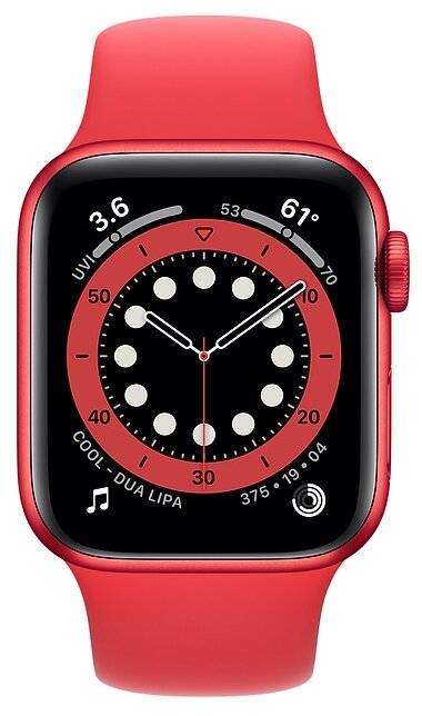 картинка Apple Watch Series 6, 40 мм, алюминий красного цвета, спортивный ремешок красного цвета от магазина Технолав