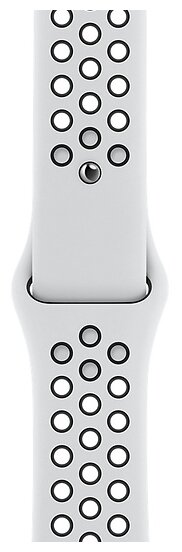 картинка Apple Watch Nike Series 6, 44 мм, корпус из алюминия серебристого цвета, спортивный ремешок Nike цвета «чистая платина/чёрный» от магазина Технолав