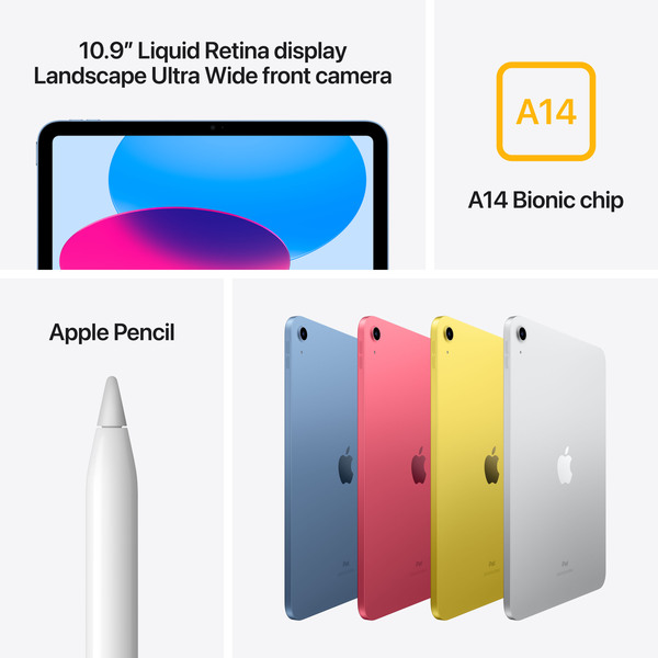 картинка Планшет Apple iPad 10,9" (2022) 64GB Wi-Fi (серебристый) от магазина Технолав