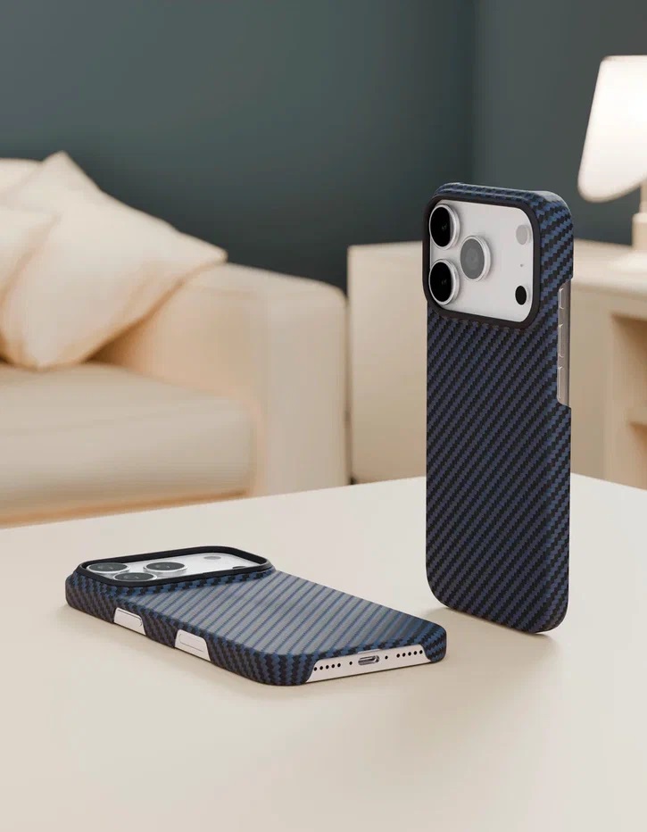 картинка Чехол защитный VLP Kevlar Case с MagSafe для iPhone 17 Pro, синий от магазина Технолав