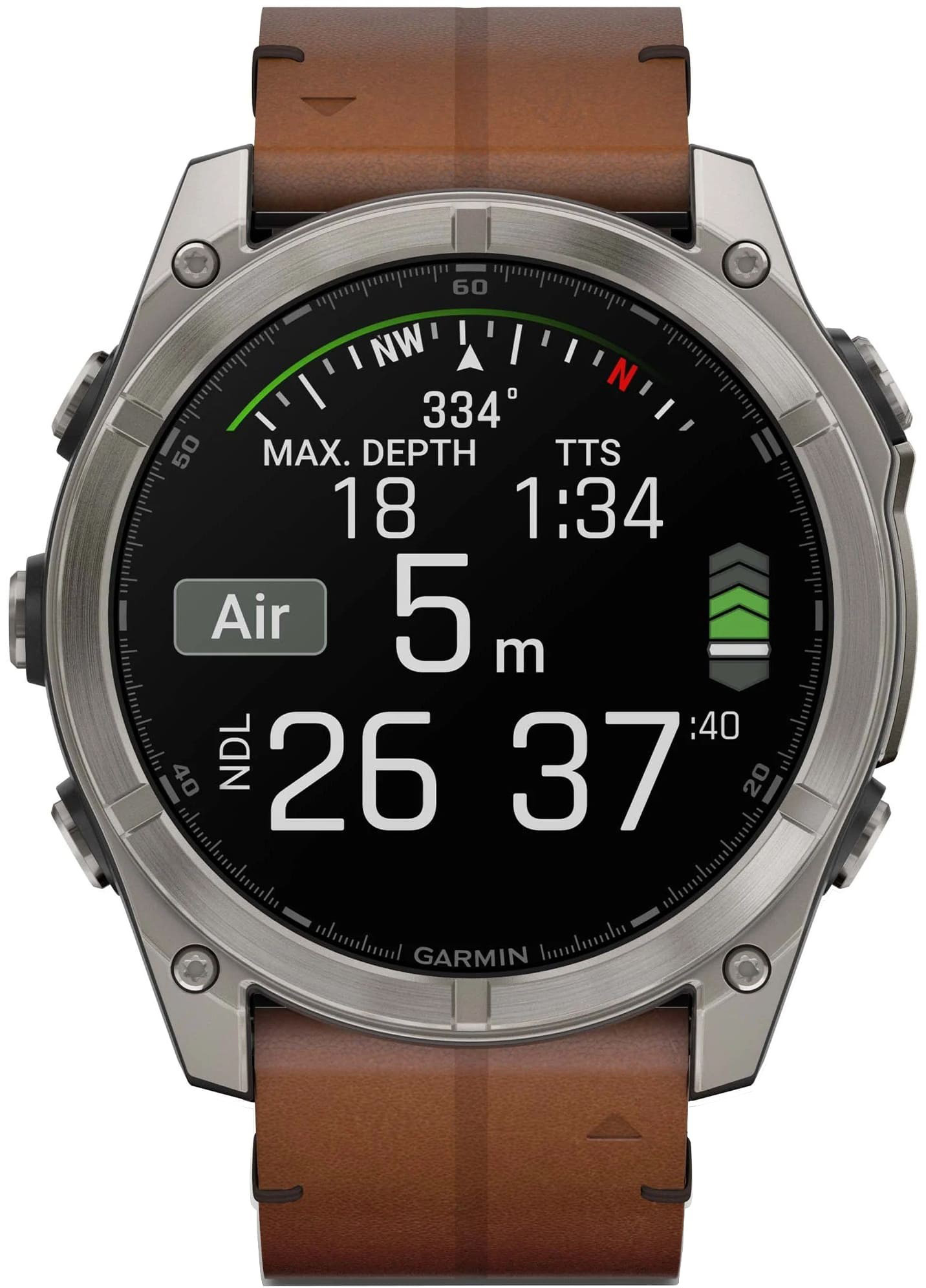 Fenix 8 Leather Band Garmin Fenix 8 51mm AMOLED Sapphire Bare Titanium Black Chestnut Leather Band 010 02905 40