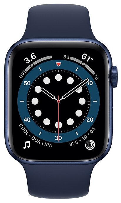 картинка Apple Watch Series 6, 44 мм, алюминий тёмно-синего цвета, спортивный ремешок цвета «тёмный ультрамарин» от магазина Технолав