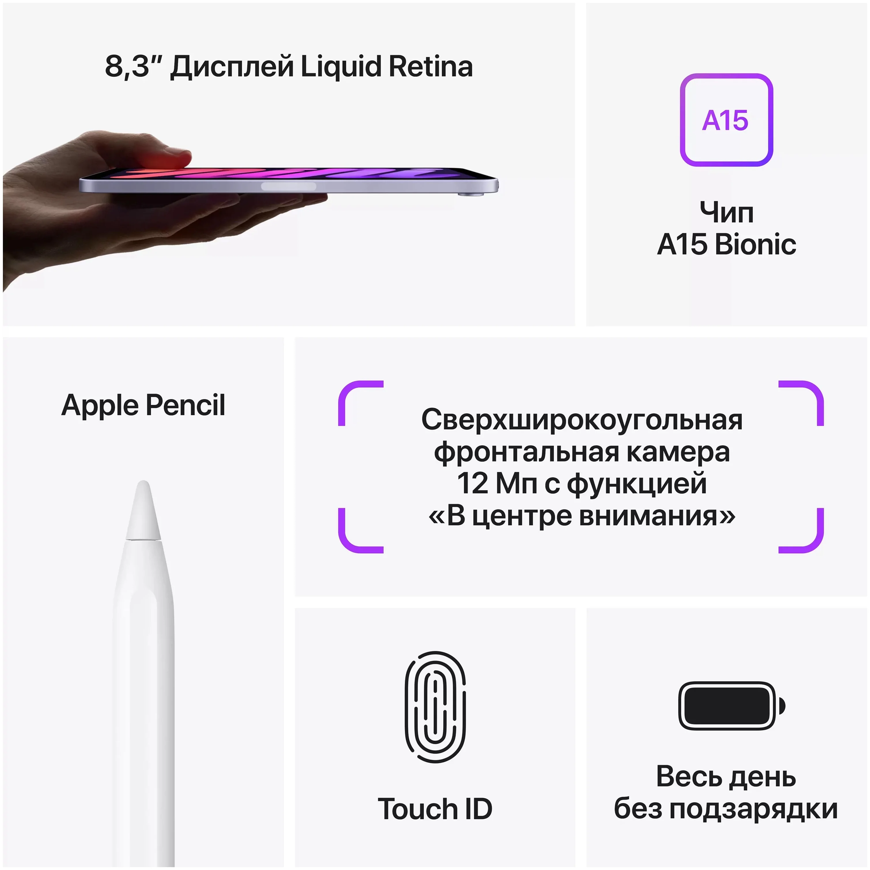 картинка Планшет Apple iPad mini (2021) 64Gb Wi-Fi, фиолетовый от магазина Технолав