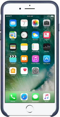 картинка Чехол Apple Leather Case для iPhone 8/7 Plus темно-синий от магазина Технолав