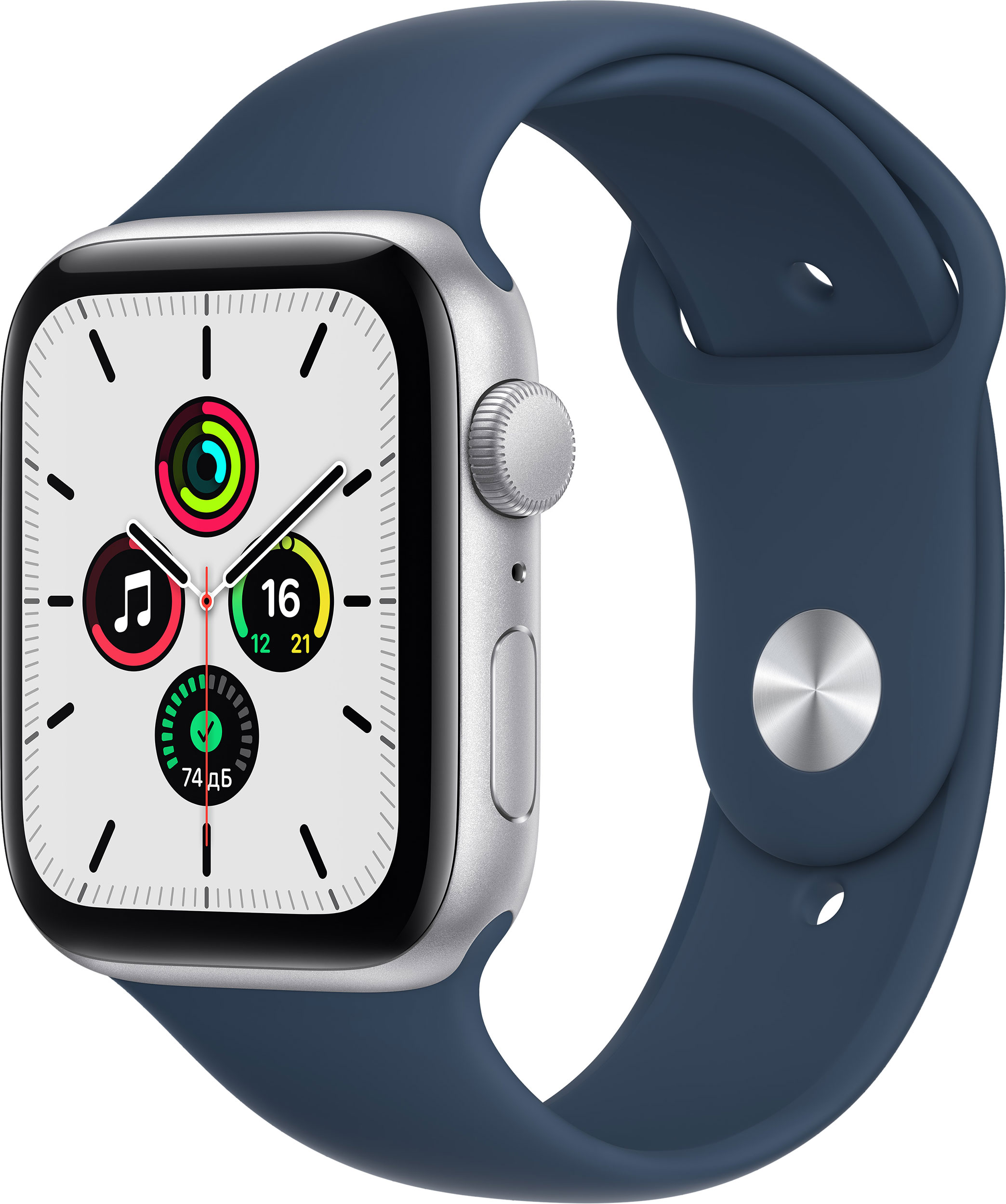 картинка Apple Watch SE, 40 мм, корпус из алюминия серебристого цвета спортивный ремешок цвета «синий омут» от магазина Технолав