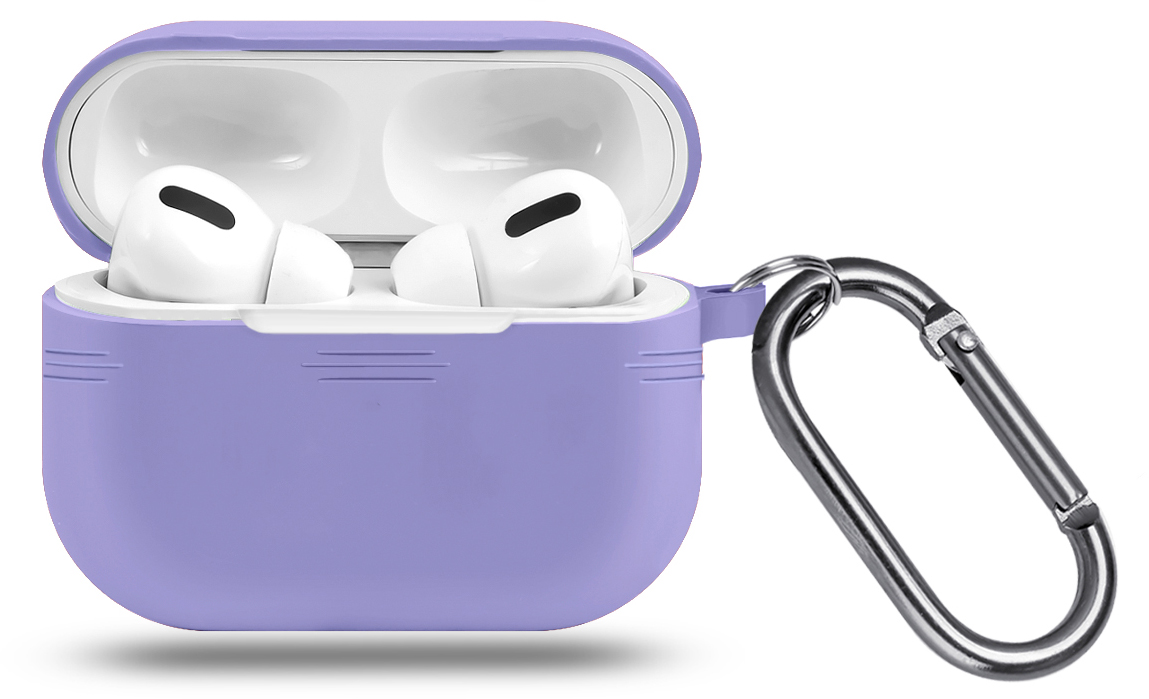 картинка Чехол силиконовый с карабином для AirPods Pro 2, фиолетовый от магазина Технолав