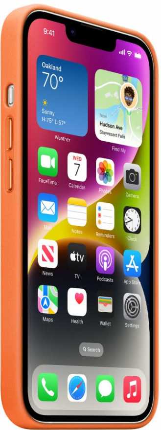 картинка Чехол кожаный Apple MagSafe для iPhone 14 (оранжевый) от магазина Технолав