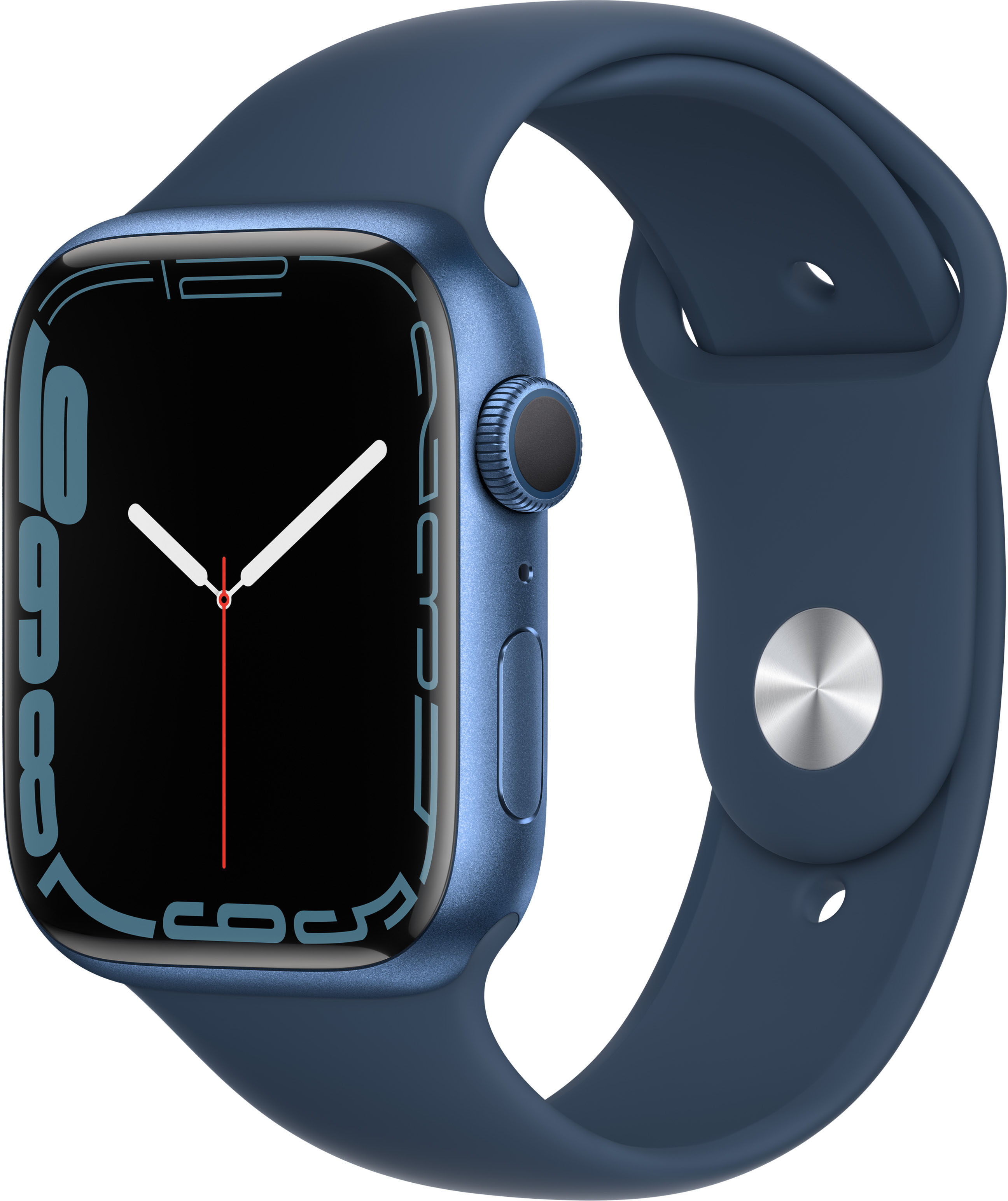 картинка Apple Watch Series 7, 45 мм, корпус из алюминия синего цвета цвета, спортивный ремешок «синий омут» от магазина Технолав