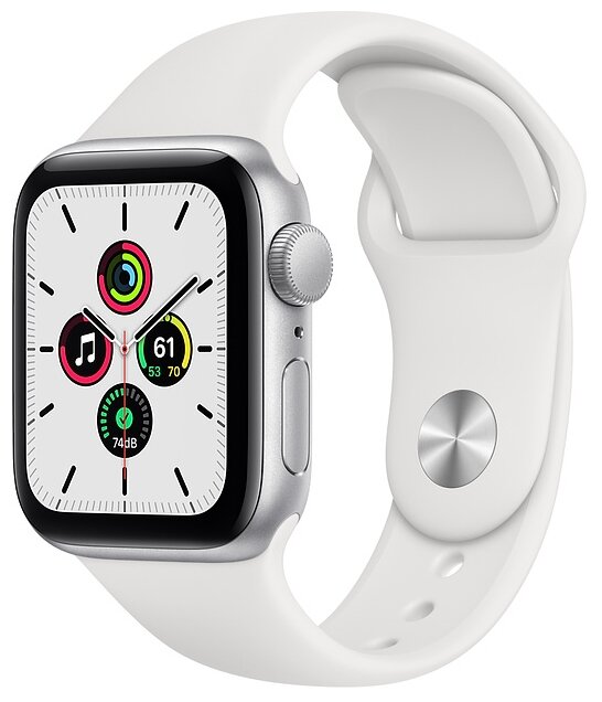 картинка Умные часы Apple Watch SE, 40 мм, корпус из алюминия серебристого цвета, спортивный ремешок белого цвета от магазина Технолав