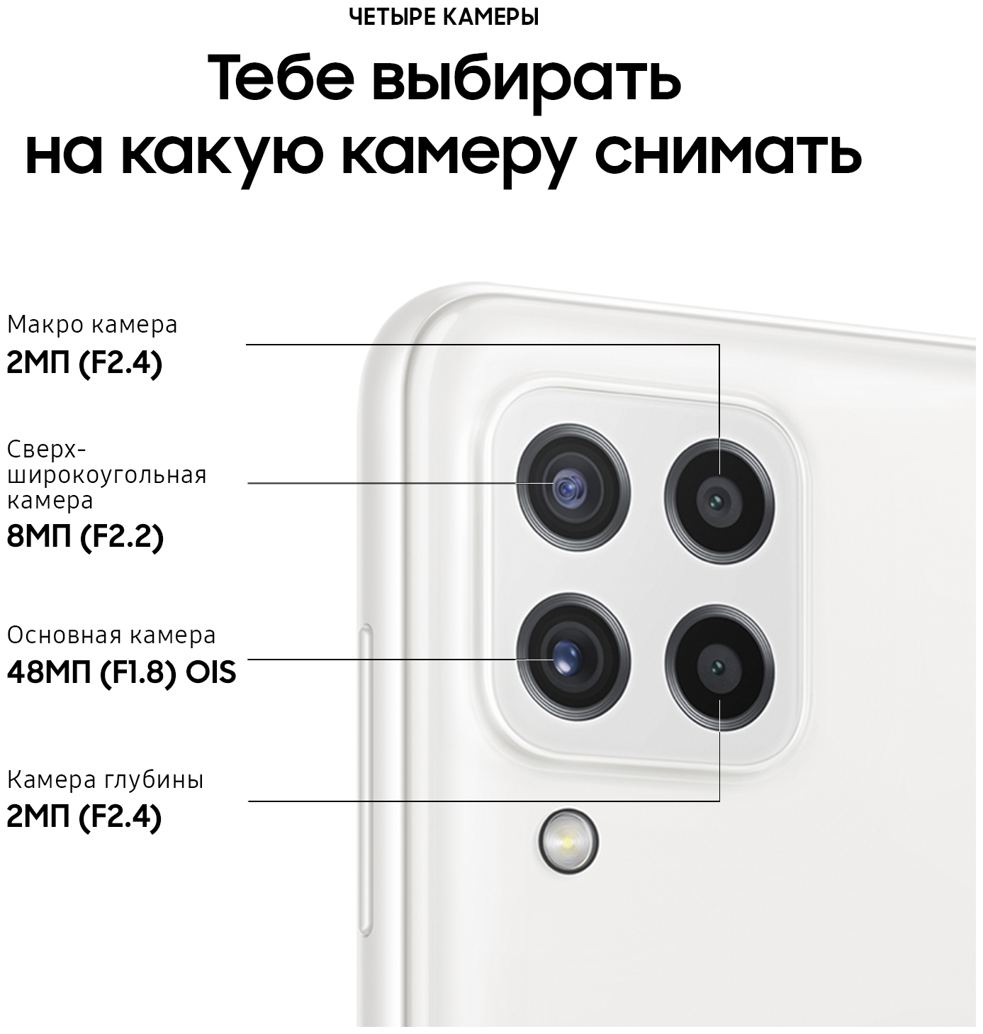 картинка Смартфон Samsung Galaxy A22 4/128Gb (белый) от магазина Технолав