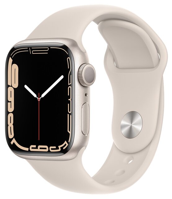 картинка Apple Watch Series 7, 41 мм, корпус из алюминия цвета «сияющая звезда», спортивный ремешок «сияющая звезда» от магазина Технолав