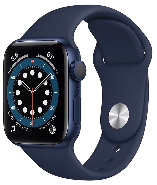 картинка Apple Watch Series 6, 40 мм, алюминий тёмно-синего цвета, спортивный ремешок цвета «тёмный ультрамарин» от магазина Технолав