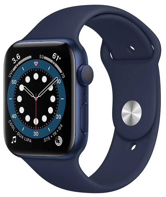 картинка Apple Watch Series 6, 44 мм, алюминий тёмно-синего цвета, спортивный ремешок цвета «тёмный ультрамарин» от магазина Технолав