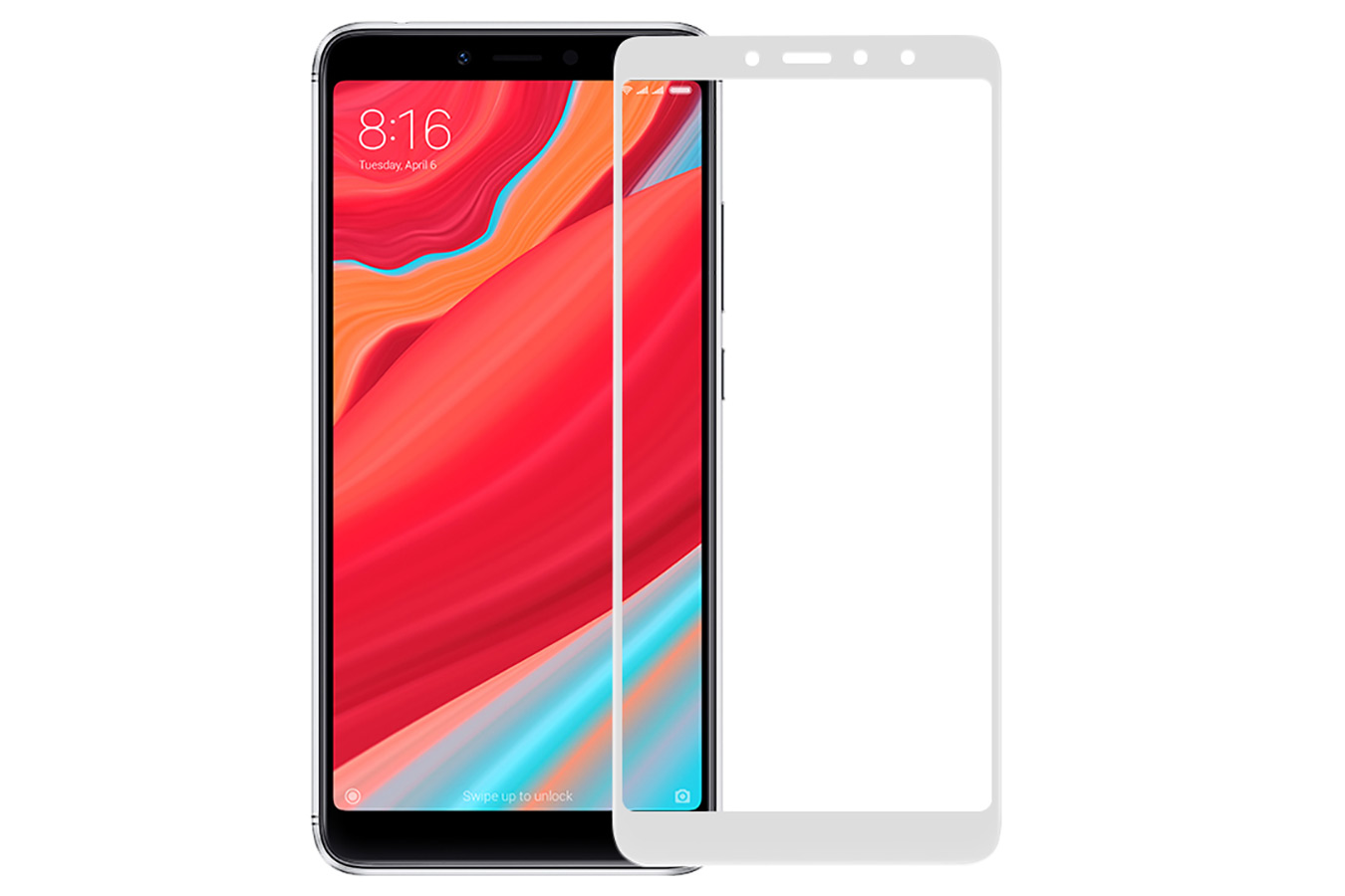картинка Защитное стекло для Xiaomi Redmi S2 белая рамка (на весь экран) от магазина Технолав