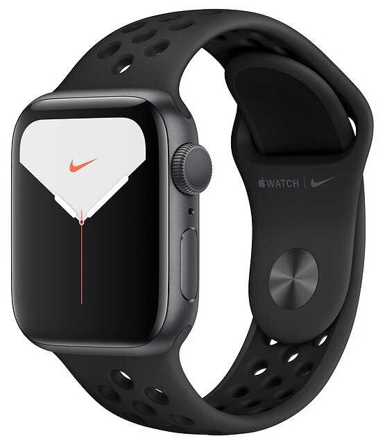 картинка Часы Apple Watch Nike Series 5, 40 мм, корпус из алюминия цвета «серый космос», спортивный ремешок Nike «антрацитовый/чёрный» от магазина Технолав