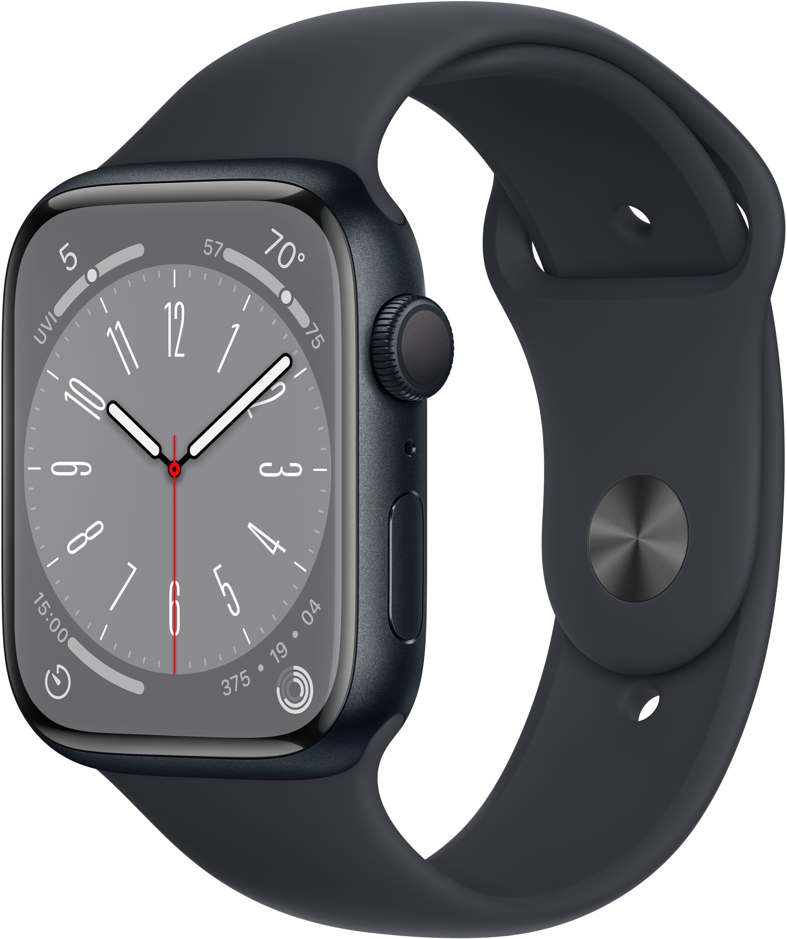 картинка Apple Watch Series 8 GPS, 45mm Midnight Aluminum Case with Midnight Sport Band (темная ночь) от магазина Технолав
