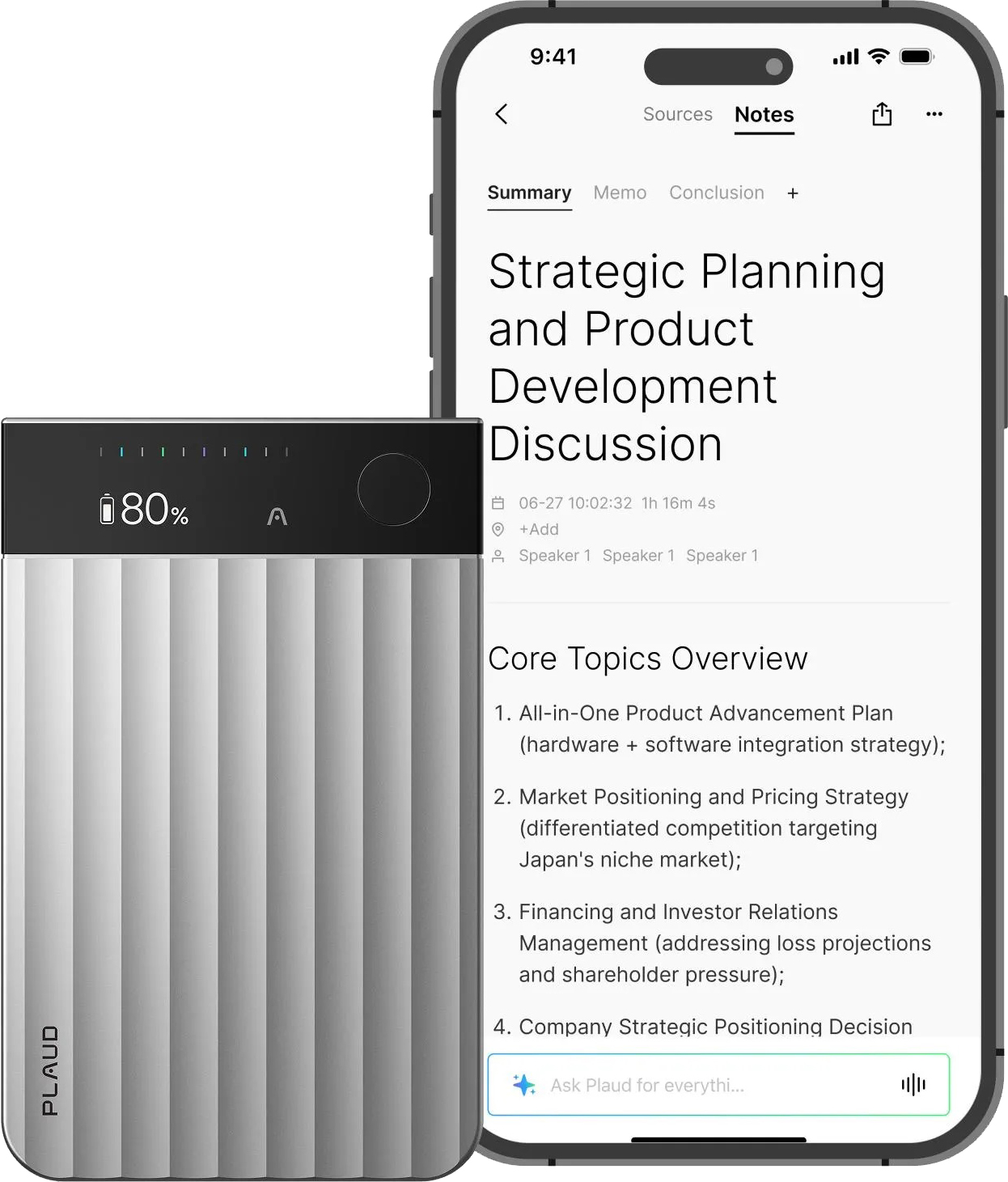 картинка Умный диктофон PLAUD Note Pro Silver (серебристый) от магазина Технолав