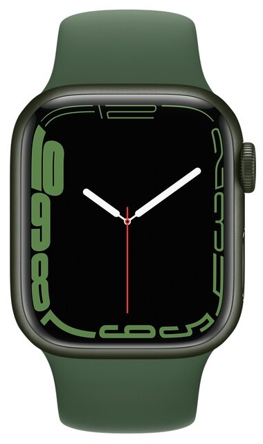 картинка Apple Watch Series 7, 41 мм, корпус из алюминия зеленого цвета, спортивный ремешок «зелёный клевер» от магазина Технолав