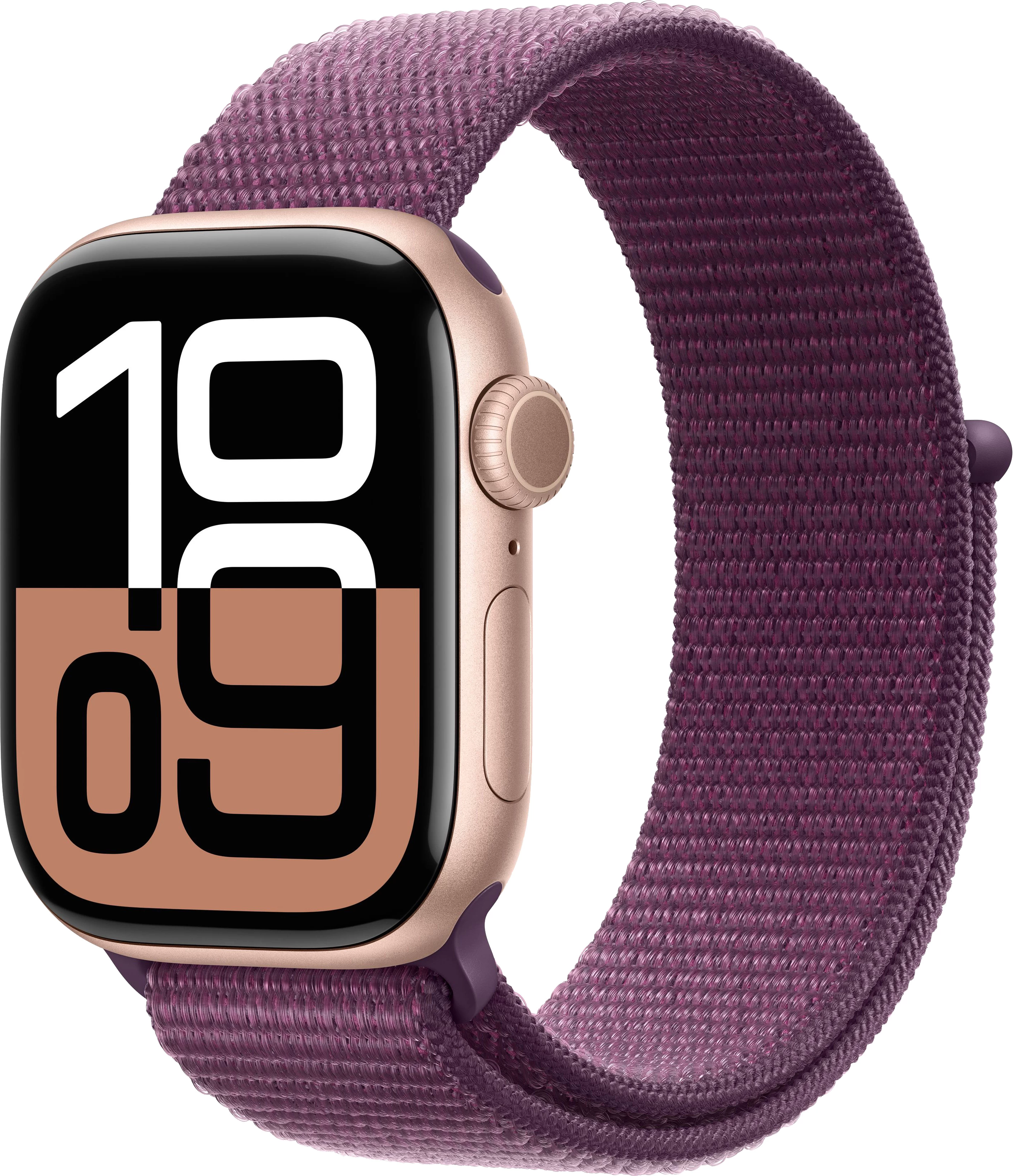 Apple Watch Series 10 46mm Rose Gold Aluminum Case with Plum Sport Loop - купить в магазине Технолав