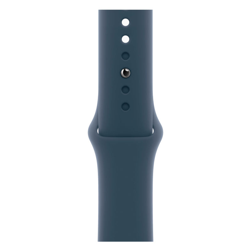картинка Apple Watch Series 9, 45 мм, корпус из алюминия серебристого цвета, спортивный ремешок цвета «грозовой синий», размер S/M от магазина Технолав
