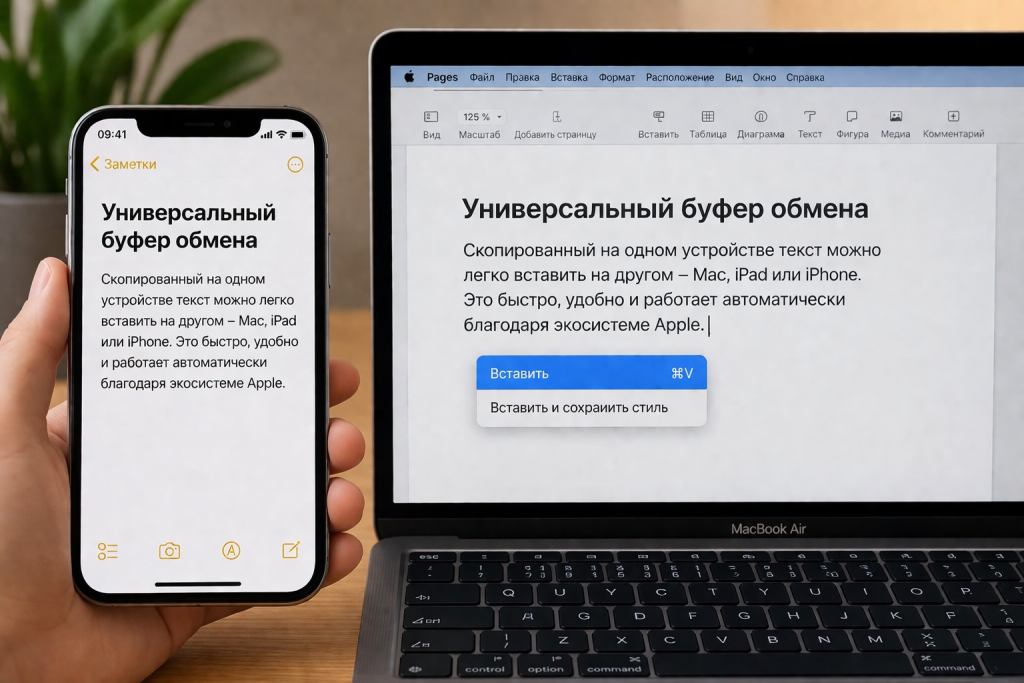 универсальный буфер обмена Apple iPhone Mac