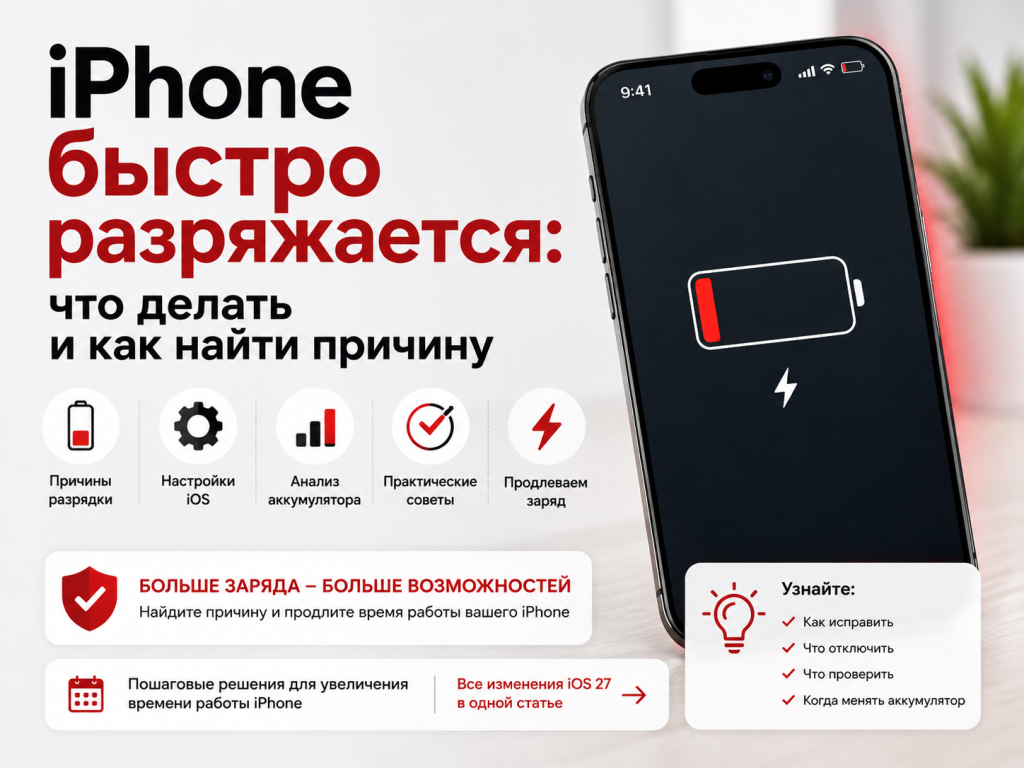 Айфон быстро разряжается - что делать