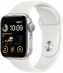 Apple Watch Series SE 2022, 40mm Silver Aluminium Case with White Sport Band (белый), размер S/M