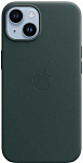 Чехол кожаный Apple MagSafe для iPhone 14 (зелёный лес)