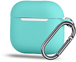 Чехол силиконовый с карабином для AirPods 4, мятный