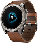 Смарт-часы Garmin Fenix 8 51mm AMOLED Sapphire Bare Titanium/Black/Chestnut Leather Band (010-02905-40)