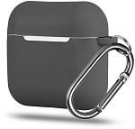 Чехол силиконовый с карабином для AirPods 4, серый