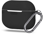 Чехол силиконовый с карабином для AirPods Pro 2, черный