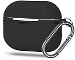 Чехол силиконовый с карабином для AirPods Pro 2, черный