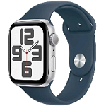 Apple Watch SE 2023 GPS 40mm Silver Aluminium Case with Storm Blue Sport Band (серебристый) M/L