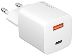 Сетевое зарядное устройство Deppa USB-C + USB-A, PD 3.0, QC 3.0, GaN, 20Вт, белый