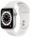 Apple Watch Series 6, 40 мм, алюминий серебристого цвета, спортивный ремешок белого цвета