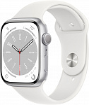 Apple Watch Series 8 GPS, 45mm Silver Aluminum Case with White Sport Band (серебристый/белый) M/L