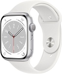 Apple Watch Series 8 GPS, 45mm Silver Aluminum Case with White Sport Band (серебристый/белый) S/M