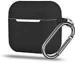 Чехол силиконовый с карабином для AirPods 4, черный